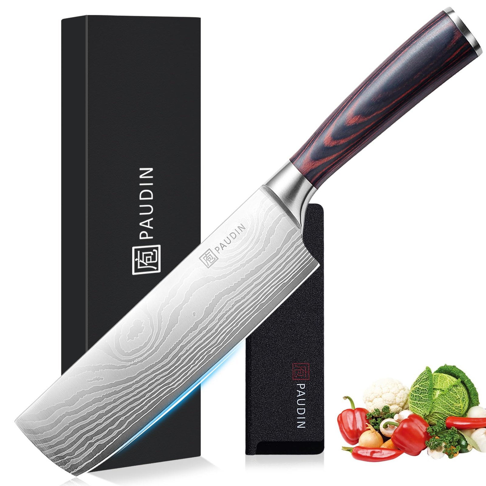 Razor Sharp Meat Cleaver & Vegetable Knife – High Carbon Steel Chef Knife with Ergonomic Handle