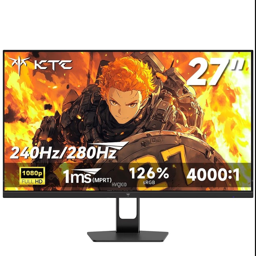 KTC 27 Inch 280Hz Gaming Monitor, 1080P FHD PC Monitor Gamer 240 Hz,1ms GTG, Fast VA,126% sRGB, Adaptive Sync, 4000:1 Contrast Ratio, 350nits, HDR Support, DisplayPort 1.4/HDMI 2.0 VESA, H27E22P