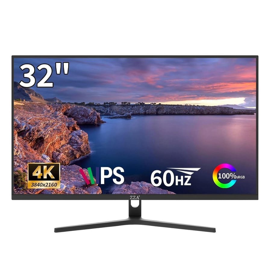 32" 4K UHD IPS Monitor, 60Hz HDMI DP Ergo, MacBook Home Office & PS5 Gaming | 32" 4K UHD IPS, 60Hz FreeSync, 100% sRGB HDR10, HDMI 2.0 & DP 1.4, Blue Light Filter, Flicker-Free, Slim Bezel, Ergo VESA