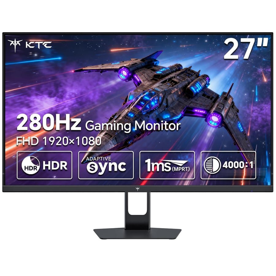 KTC 27 Inch 280Hz 240Hz Gaming Monitor, FHD 1080P PC Computer Monitor, Fast VA Panel, 1ms GTG, FreeSync G-Sync Compatible, HDR Support, 126% sRGB, HDMI and Displayport Inputs, H27E22P