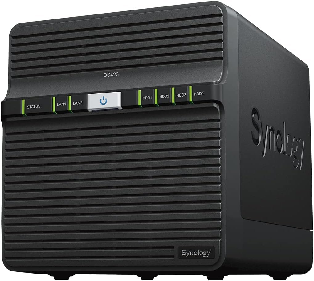 Synology DS423 Family & Business Backup - Secure File Sharing, Photo Vault & Video Surveillance (4-Bay Diskless NAS)