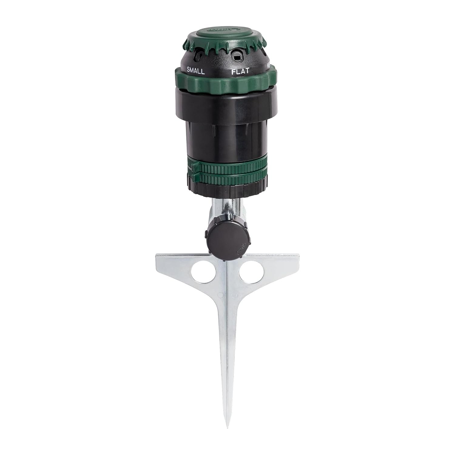 Orbit H2O-Six Gear-Drive Sprinkler on Metal T-Spike - Customizable Lawn Watering Coverage - Multi-Pattern Rotating Head with Adjustable Spray Range - Durable Outdoor Yard Irrigation Sprinkler - 58573