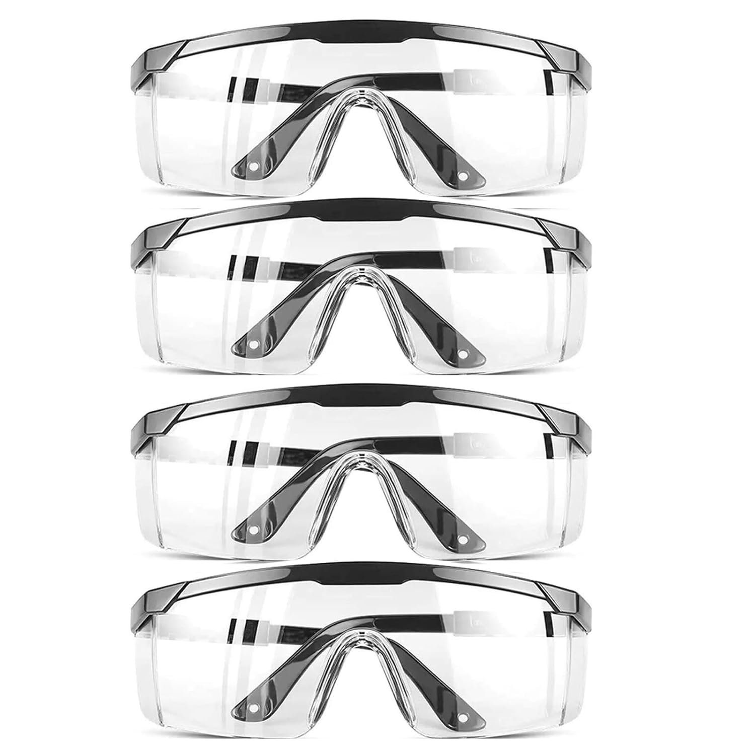 Safety GlassesClear Anti-Fog Goggles Over-Spec Glasses Protective Eye Wear Industrial Approved Wide-Vision(4 PACK)
