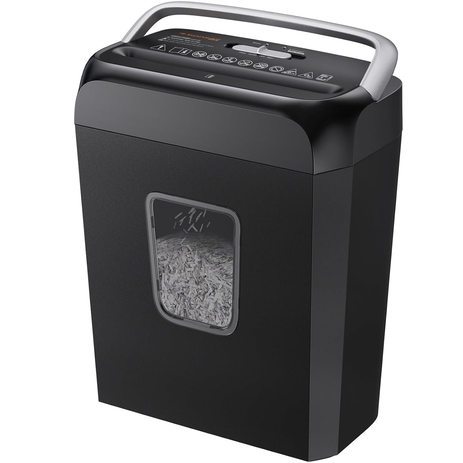 Bonsaii Paper Shredder for Home Use, 3.4 Gal Wastebasket, 6 Sheet Crosscut Paper Credit Cards, Staples, and Clips Shredder for Home Office Use, Portable Handle Design (C237-B New Version)