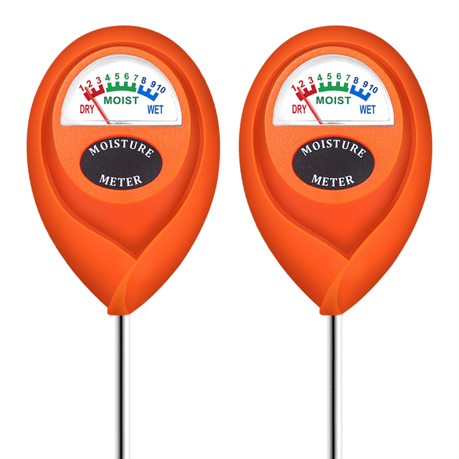 XLUX Upgraded Soil Moisture Meter, No Batteries Needed, Brand New Orange Color for Indoor, Garden & Outdoor Plants, 2 Pack