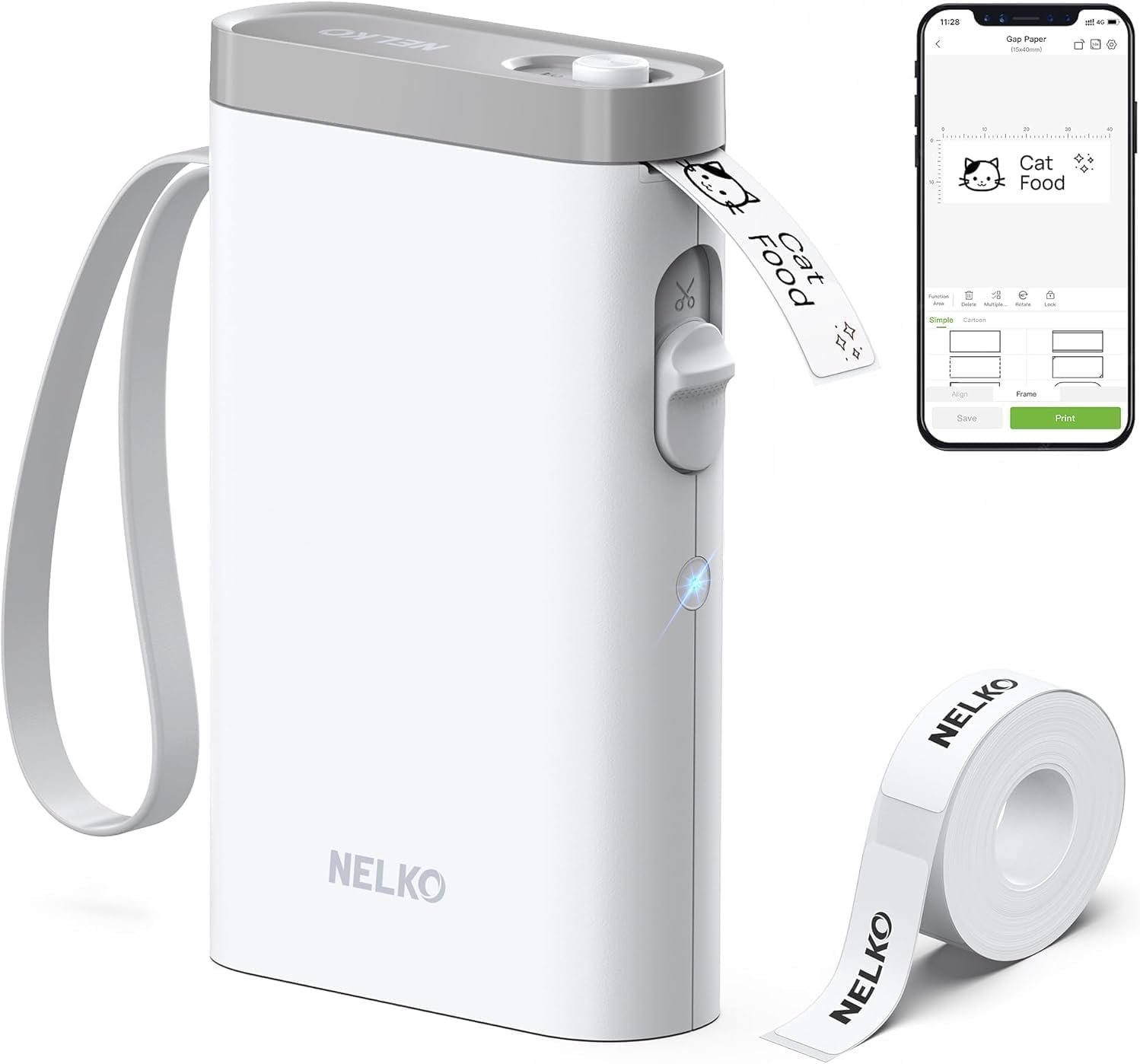 Nelko Label Maker Machine with Tape, P21 Bluetooth Label Printer, Wireless Mini Label Makers with Multiple Templates for School Office Home, White ClimatePartner certified