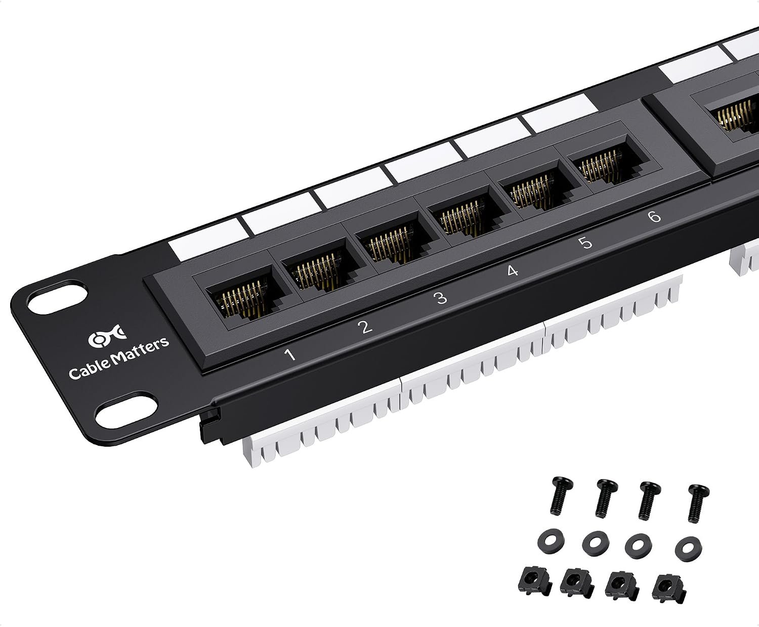 Cable Matters [UL Listed] 24 Port 10Gbps Cat6 Patch Panel, 1U | Wall Mount/Rackmount, 19-Inch, 10Gb Ethernet RJ45, for 19" Racks/Cabinets, 110 or Krone Tools