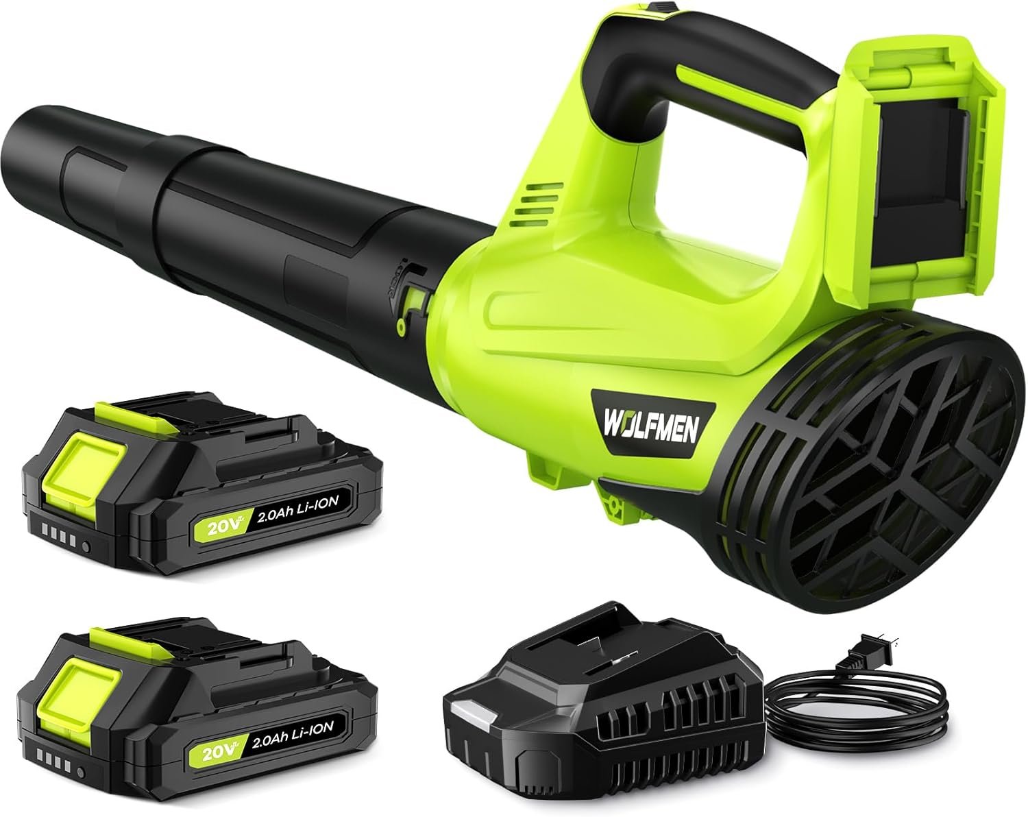 Leaf Blower, Electric Cordless Leaf Blower with 2 Batteries and Charger, 2 Speed Mode, Lightweight Leaf Blowers for Blowing Leaves, Lawn Care, Patio Cleaning and Dust Global Recycled Standard Global Recycled Standard Global Recycled Standard