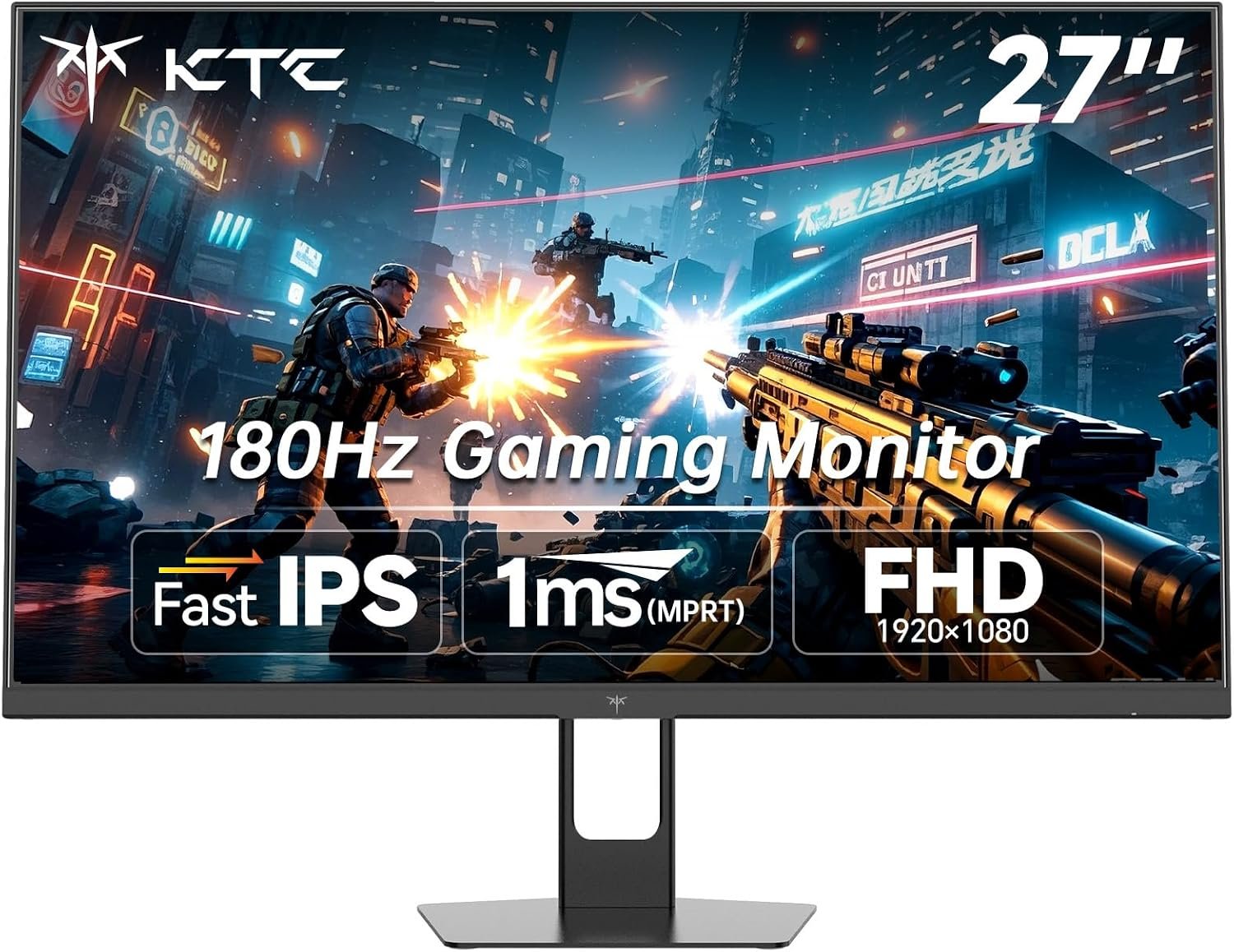 KTC Gaming Monitor 27 inch 180hz 1ms | Fast IPS Screen 1080p Monitor|2 x HDMI 2.0 &1 x Display Port 1.4 | Support Freesync and Wall Mount | 108% sRGB with HDR 10