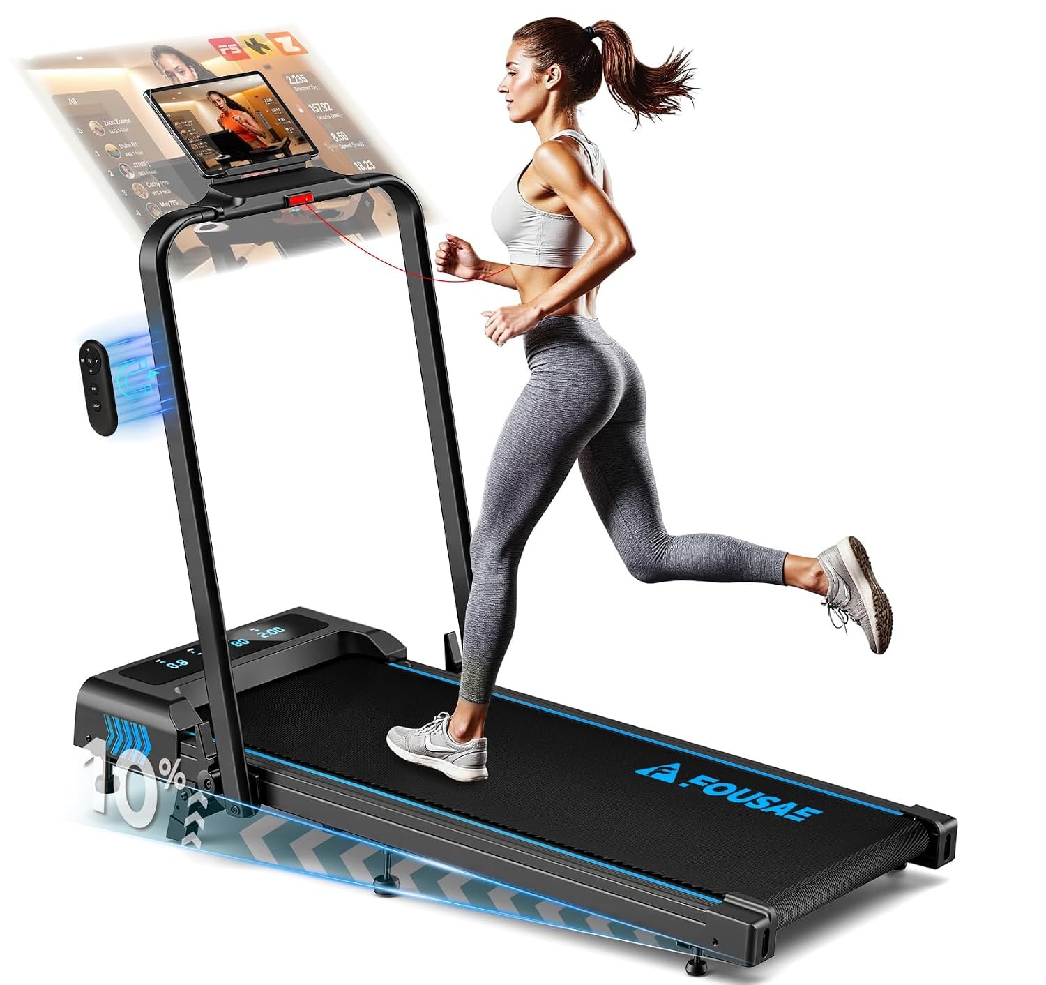 Treadmills for Home, App Compatible, 5 in 1 7.5MPH Foldable Treadmill with 10% Incline, 3.0HP Brushless Drive, 12 HIIT Programs, Full Screen LED Display, Remote Control, 400 LBS Weight Capacity Recycled Claim Standard Blended