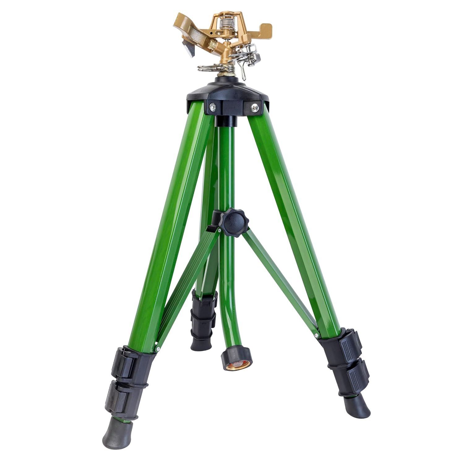 Orbit Tripod Lawn Zinc Impact Sprinkler - 360 Degree Rotating Yard Sprinkler with Adjustable Height - Heavy-Duty Zinc - High-Pressure Nozzle - for Large Lawn Coverage - 56667