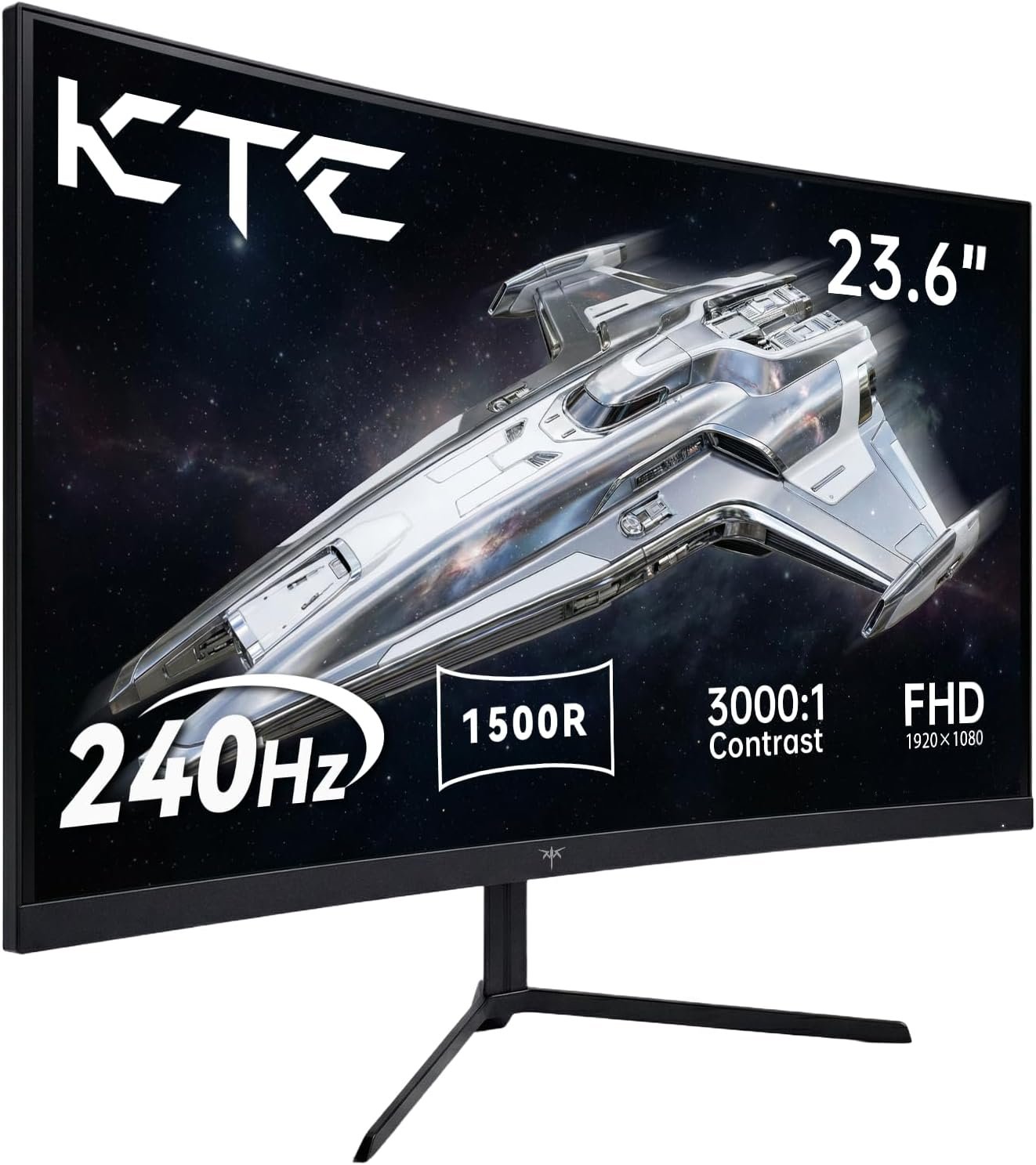 KTC 24 Inch Curved 240Hz Gaming Monitor, FHD 1500R Curved Computer Monitor 1080P, 3000:1 Contrast, Adaptive Sync, HDR, MPRT 1ms, HDMI DisplayPort, Low Blue Light, Tilt, VESA Mount, H24S17P