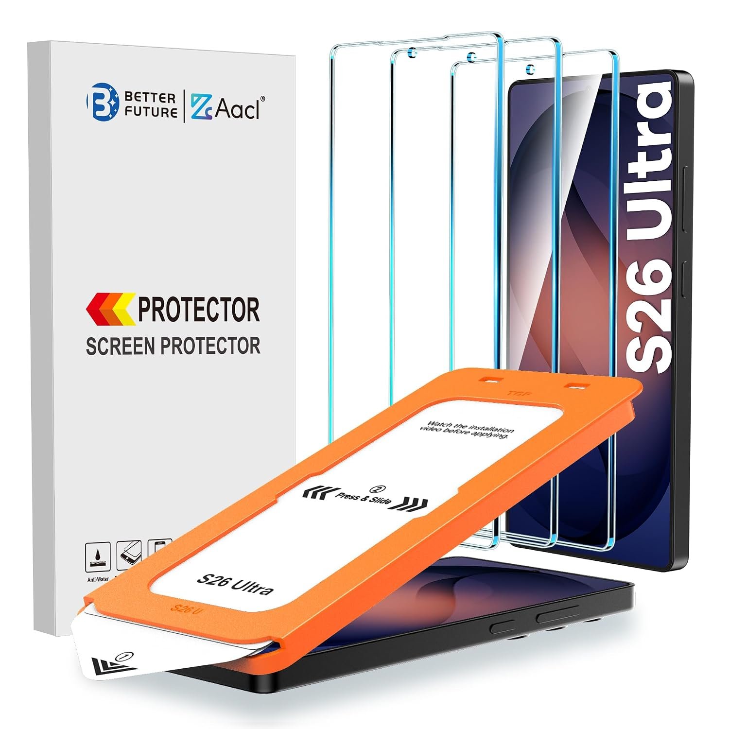 AACL 3-Pack for Samsung Galaxy S26 Ultra Screen Protector Tempered Glass, 9H Glass for S26 Ultra Screen Protector 5G, [Fast Alignment Tool] [Bubble Free] [6.9 Inch]