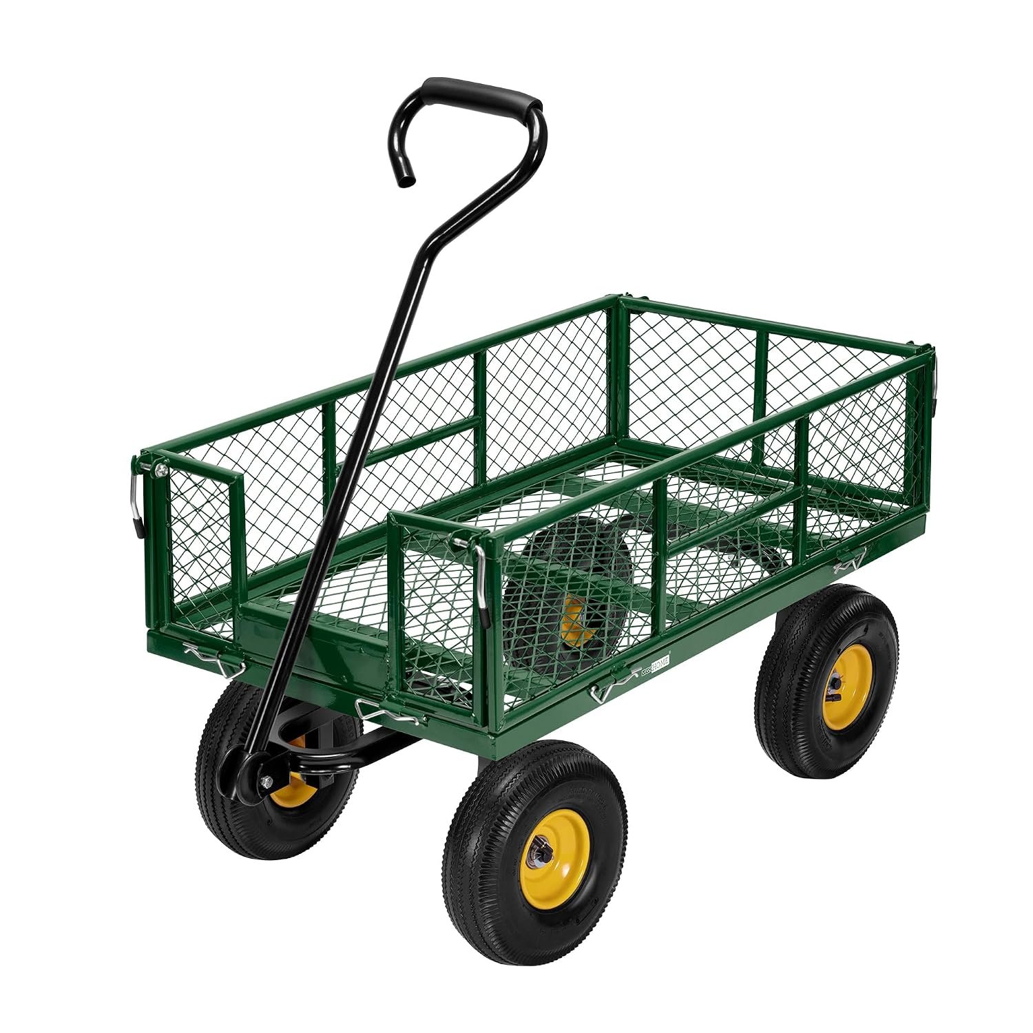 VIVOHOME Heavy Duty 880 Lbs 4.5 Cu Ft Mesh Steel Garden Cart Utility Wagon | Removable Sides and 4.10/3.50-4" Wheels 10 inch Tire(Green) Global Recycled Standard Global Recycled Standard Global Recycled Standard