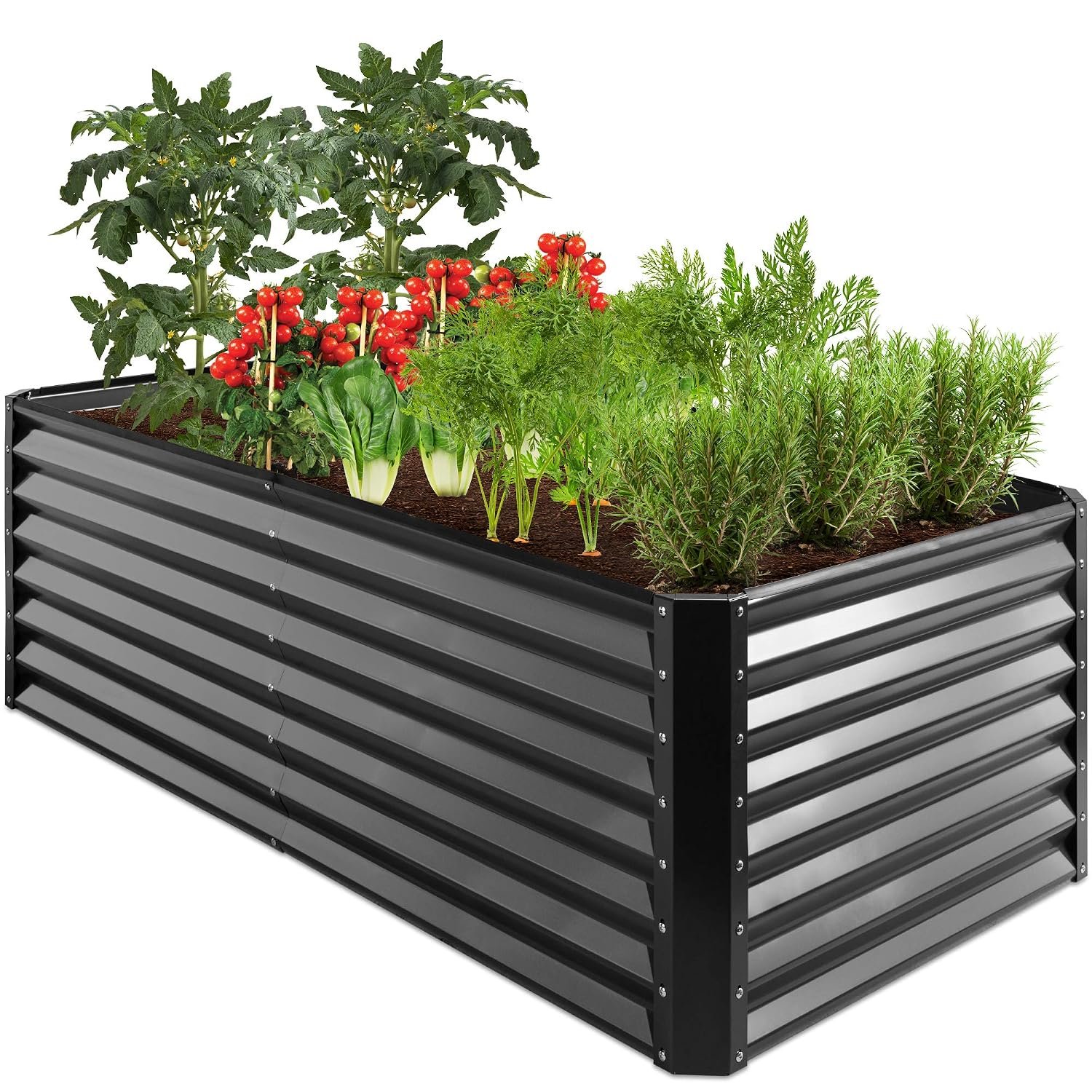 Best Choice Products 6x3x2ft Outdoor Metal Raised Garden Bed, Deep Root Box Planter for Vegetables, Flowers, Herbs, 269 Gallon Capacity, 100% Non Toxic Materials - Gray
