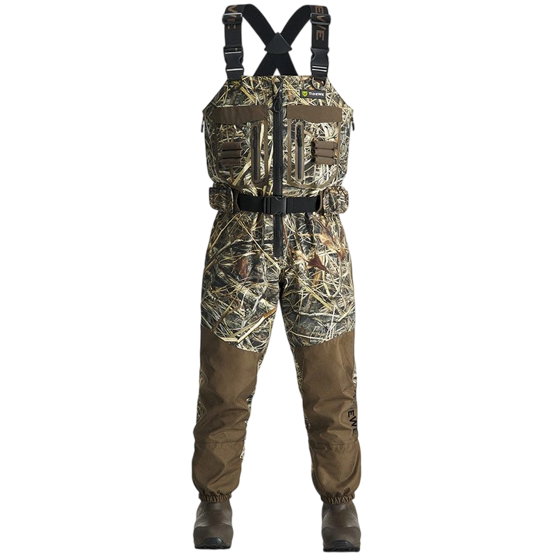 DeepWade Waterfowl Waders | Breathable Bootfoot Front Zip Chest Waders for Duck Hunting | Waterproof Camo Hunting Bib Overalls