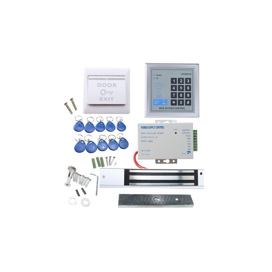 AGPTEK RFID Door Access Control System Kit 280kg Electric Magnetic Lock | 620LB Holding Force, 110-240V AC to 12VDC 3A 36W Power, Keypad & 10 Key Fobs, Exit Button, Home Office Use, Easy Installation