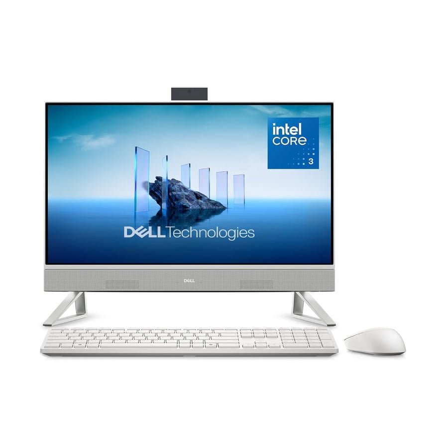 Dell 24 All-in-One Desktop ec24250-23.8-inch FHD Display, Intel Core 3 Processor 100U, Intel Graphics, 8GB DDR5 RAM, 512GB SSD, Windows 11 Home, Onsite Service+6 Months Retail Migrate - White EPEAT