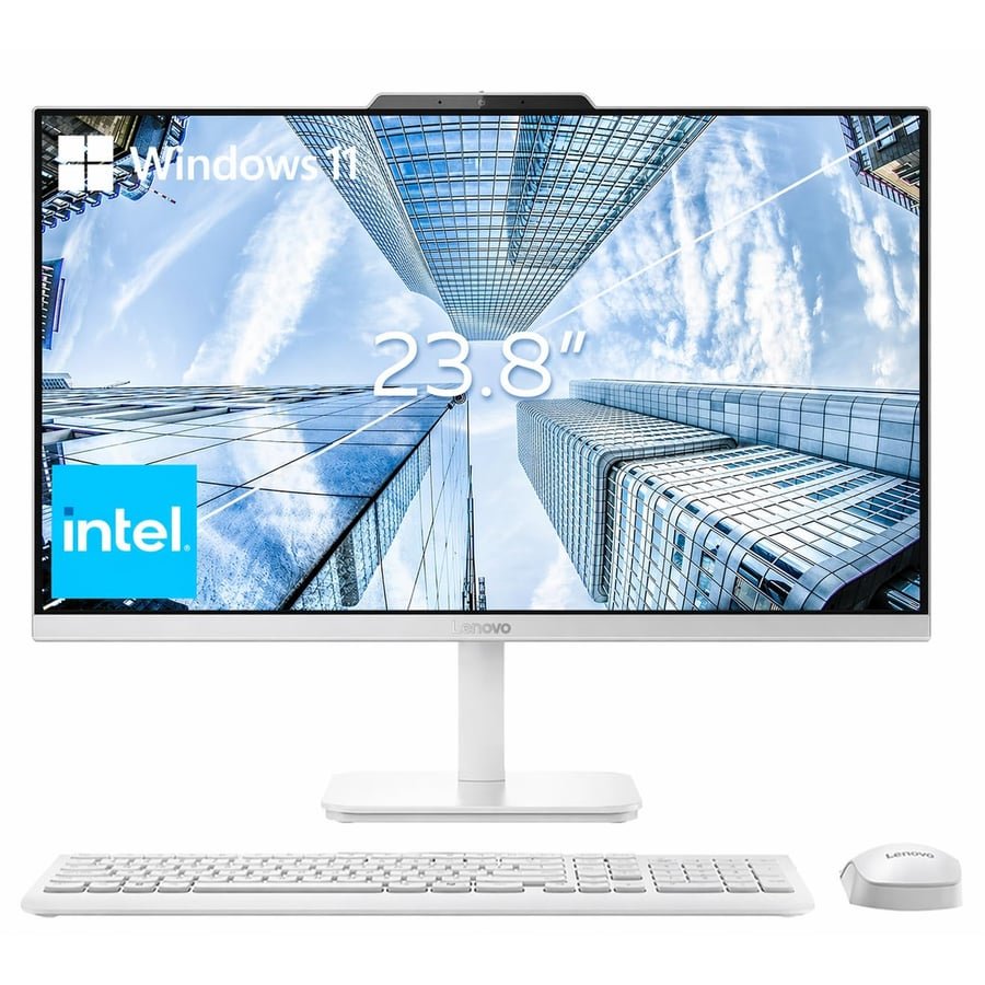 Lenovo 24" FHD All-in-One Desktop Computer for Home & Office, Intel Processor, 16GB RAM, 256GB PCIe SSD, HDMI, WiFi 6, Bluetooth 5.2, Business AIO, Vent-Hear, Wireless KB & Mouse, Windows 11 Pro
