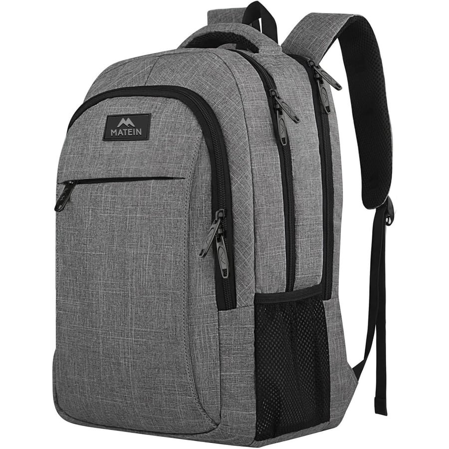 MATEIN Travel Laptop Backpack, Business Anti Theft Slim Sturdy Laptops Backpack Personal Item Bag, Water Resistant College School Computer Bag Gift for Men & Women Fits 15.6 Inch Notebook, Grey OEKO-TEX STANDARD 100