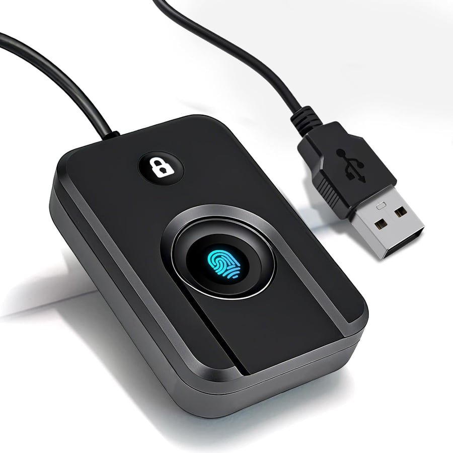 USB Fingerprint Reader | Windows Hello & 10/11, One-Click Lock Screen, Auto Driver Setup, 5ft Cable, Password-Free Login