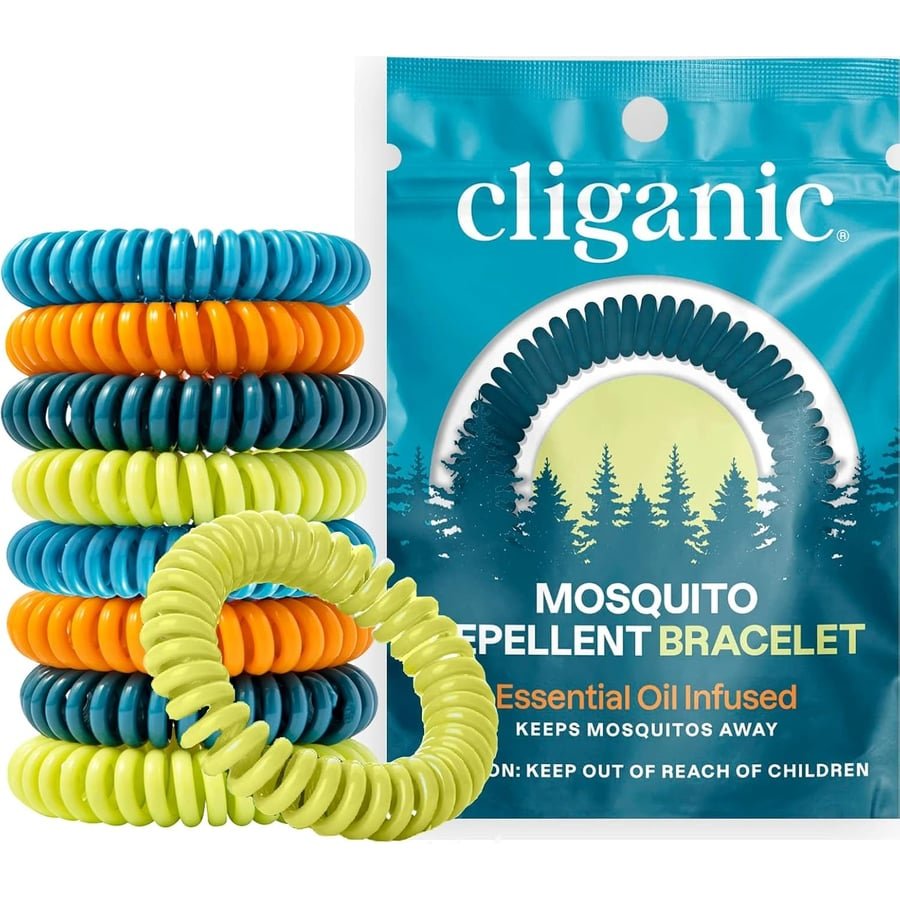 Cliganic 10 Pack Mosquito Repellent Bracelets for Adults & Kids - Natural DEET-Free Bands, Individually Wrapped