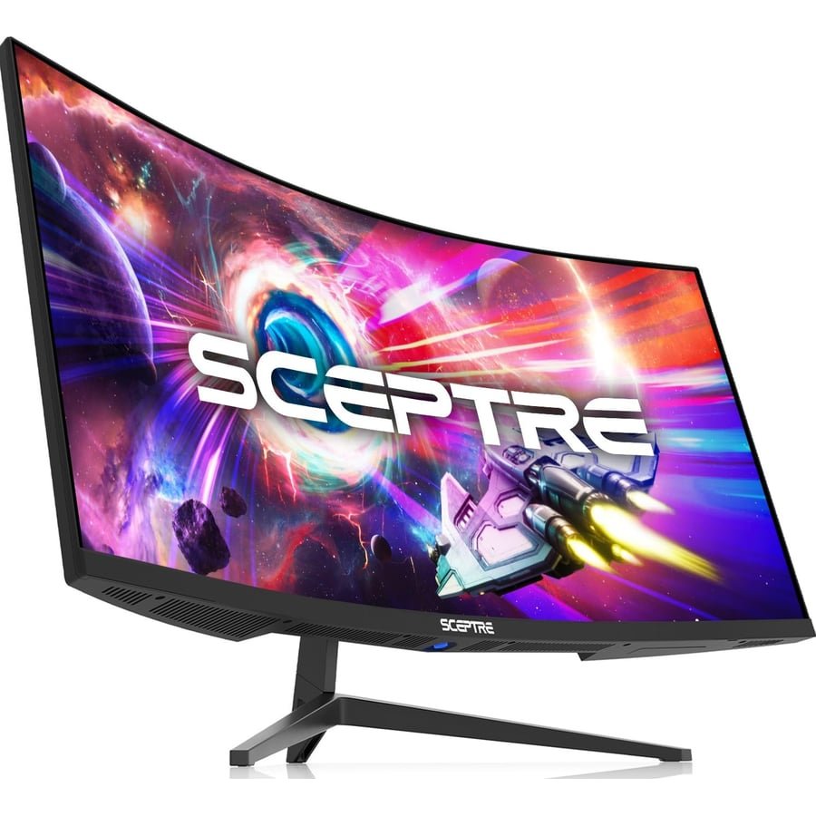 Sceptre 34-Inch Curved Ultrawide WQHD Monitor (3440 × 1440), R1500, up to 180Hz/165Hz, DisplayPort x2, 99% sRGB, 1ms, Built-in Speakers, Machine Black, 2025 (C345B-QUT168) | 34 Va 1500r Curved Wqhd, 1ms Mprt, 99% Srgb, Dp1.4×2, Hdmi2.0×2, Built-in 2×3w Speakers