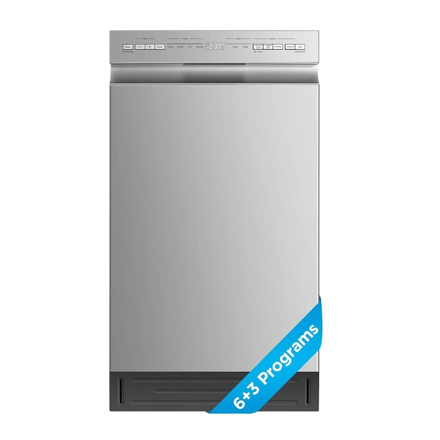 Midea 18 Inch Built-in Dishwasher, Slim Space-Saving Design with 8 Place Settings, 6 Washing Programs & Stainless Steel Tub, Energy Star Certified Dishwasher with Heated Dry & High Temp Wash, Silver