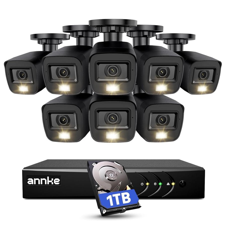 ANNKE 3K Lite Wired Security Camera System Outdoor with AI Human/Vehicle Detection, 8CH H.265+ DVR and 8 x 1920TVL 2MP IP67 Home CCTV Cameras with Smart Dual Light, Color Night Vision, 1TB Hard Drive | AI Human/Vehicle Detection, 8CH H.265+ Surveillance DVR and IP67 Home CCTV Came with Smart Dual Light, Color Night Vision Global Recycled Standard Global Recycled Standard Global Recycled Standard