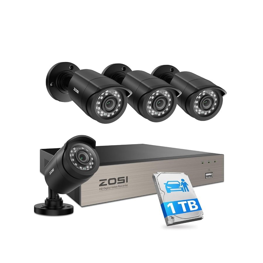 ZOSI 3K Lite Security Camera System with AI Human Vehicle Detection,H.265+ 8CH HD TVI Video DVR Recorder with 4X HD 1920TVL 1080P Indoor Outdoor Weatherproof CCTV Cameras,Remote Access,1TB Hard Drive