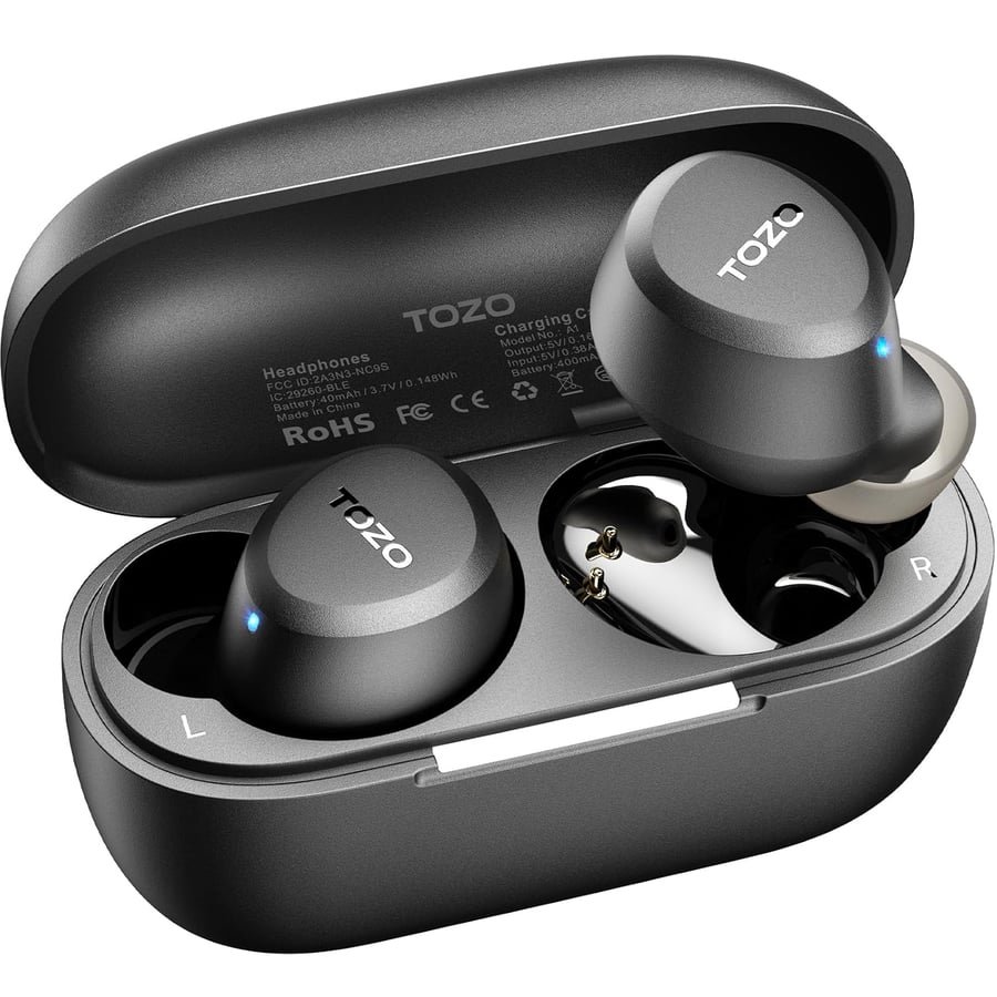 TOZO A1 Wireless Earbuds Bluetooth 5.3 Light Weight in Ear Headphones | IPX5 Waterproof, 2 Mics for AI Calls, Immersive Premium Sound Bass Headset with Charging Case, 32 Presets EQ via TOZO App Global Recycled Standard Global Recycled Standard Global Recycled Standard