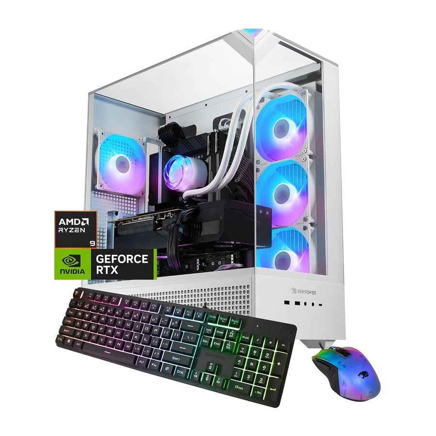 iBUYPOWER Element Gaming PC Desktop Computer AMD Ryzen 9 7900X CPU, NVIDIA GeForce RTX 5070 12GB GPU, 32GB DDR5 RAM, 1TB NVMe SSD, Windows 11 Home, Gamer Keyboard and Mouse - EWA9N5702
