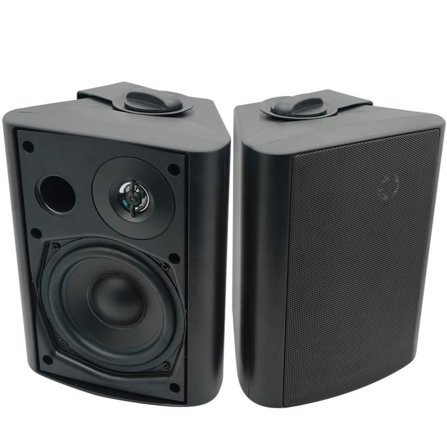 Herdio 5.25 Inch Indoor Outdoor Bluetooth Speakers Patio Waterproof Wired Wall Mount System 300 Watts (Black)