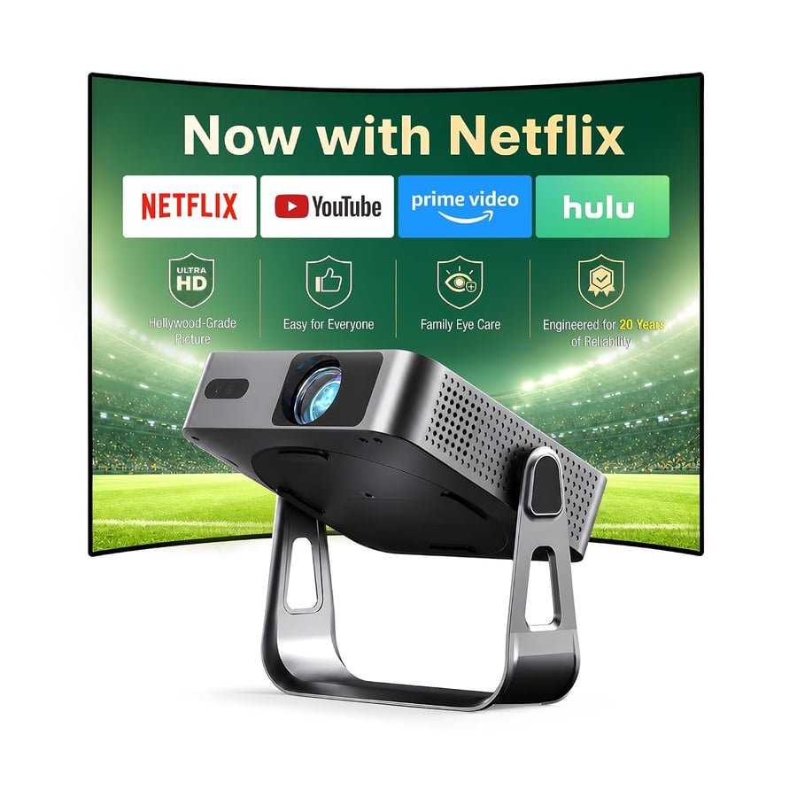 【Officially-Licensed APP & Native 1080P】Thinnest 1.81" Smart Mini Projector Lens LHD with WiFi and Bluetooth, Auto Focus & Keystone Portable Outdoor Projector, VOPLLS 4K Home Movie Projector Lens Global Recycled Standard Global Recycled Standard Global Recycled Standard