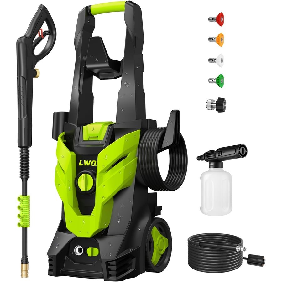 Pressure Washer, Power Washer with 4 Quick Connect Nozzles 1 Foam Cannon, High Pressure Cleaning Machine for Cars/Fences/Driveways/Patios/Farms/Home Cleaning(Bright Green)