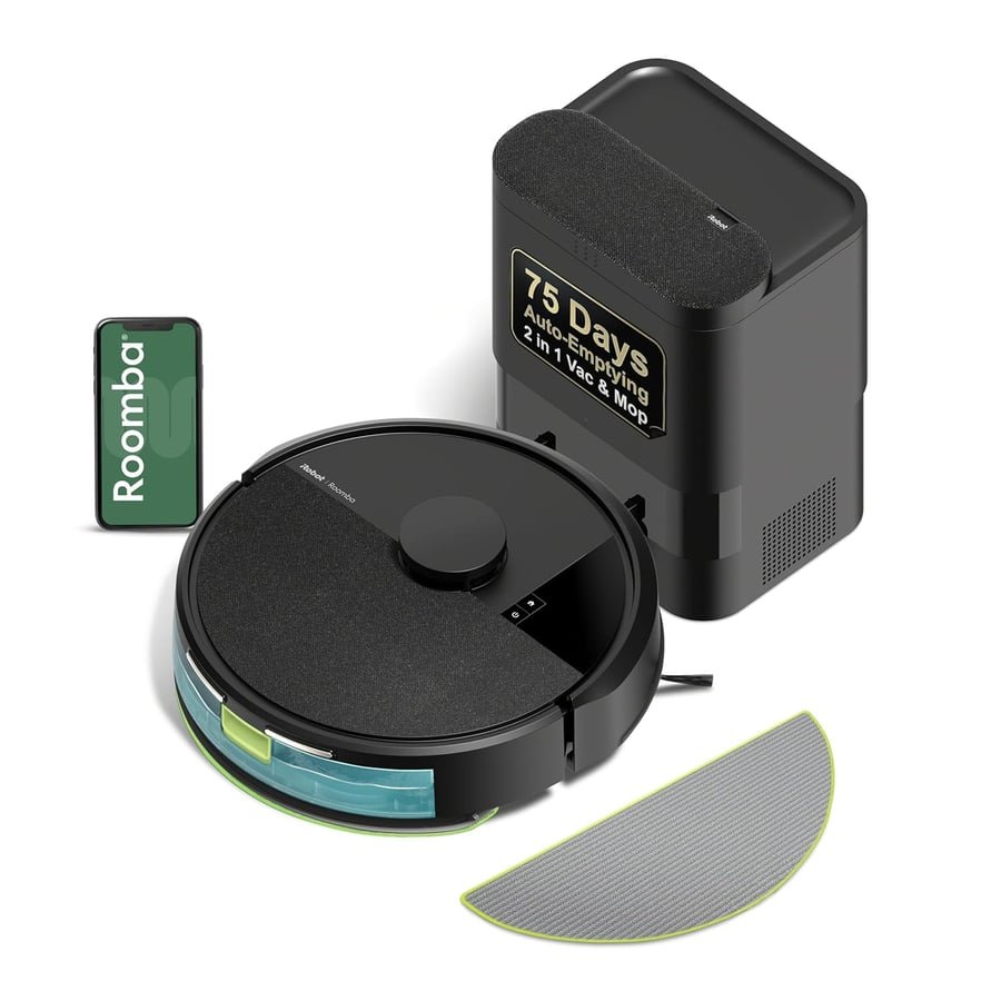 iRobot Roomba 105 Combo Robot Vacuum & Mop with AutoEmpty Dock - Self-Empties for 75 Days, Intense Power-Lifting Suction, LiDAR Navigation, Multiple Cleaning Modes, Avoids Mopping Carpet | Autoempty Dock Self-Empties Up to 75 Days, Clearview Lidar, 70× Suction, Vac and Mop and Combo Modes, Auto Carpet Detection