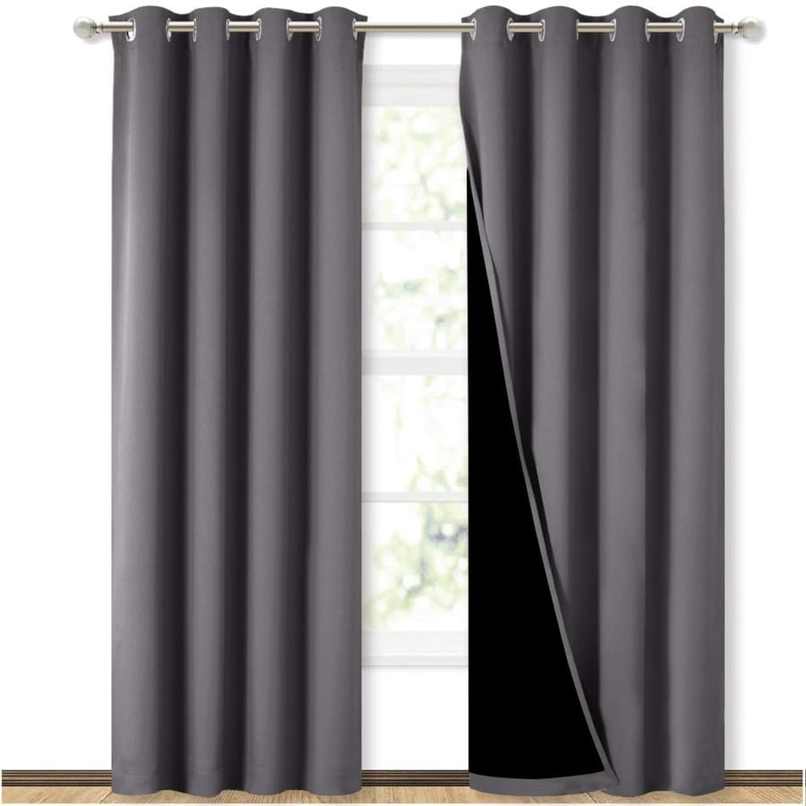 NICETOWN Grey Full Shade Curtain Panels, Pair of Energy Smart & Noise Blocking Out Blackout Drapes for Dining Room Window, Thermal Insulated Guest Room Lined Window Dressing(Gray, 52 x 84 inch) OEKO-TEX STANDARD 100