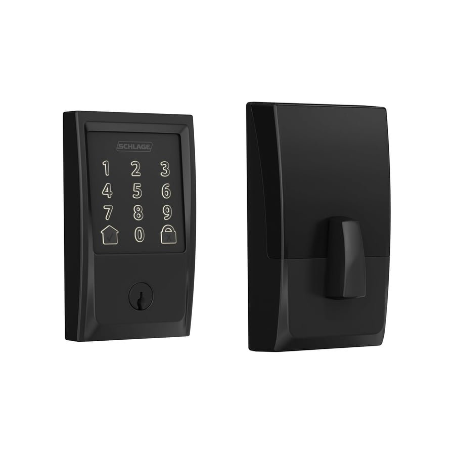 Schlage Encode Smart WiFi Deadbolt Lock with Greenwich Trim, Matte Black | Keyless entry door lock, Touchscreen keypad, App control, Alexa, Google Home, Ring & Airbnb compatible, Certified security
