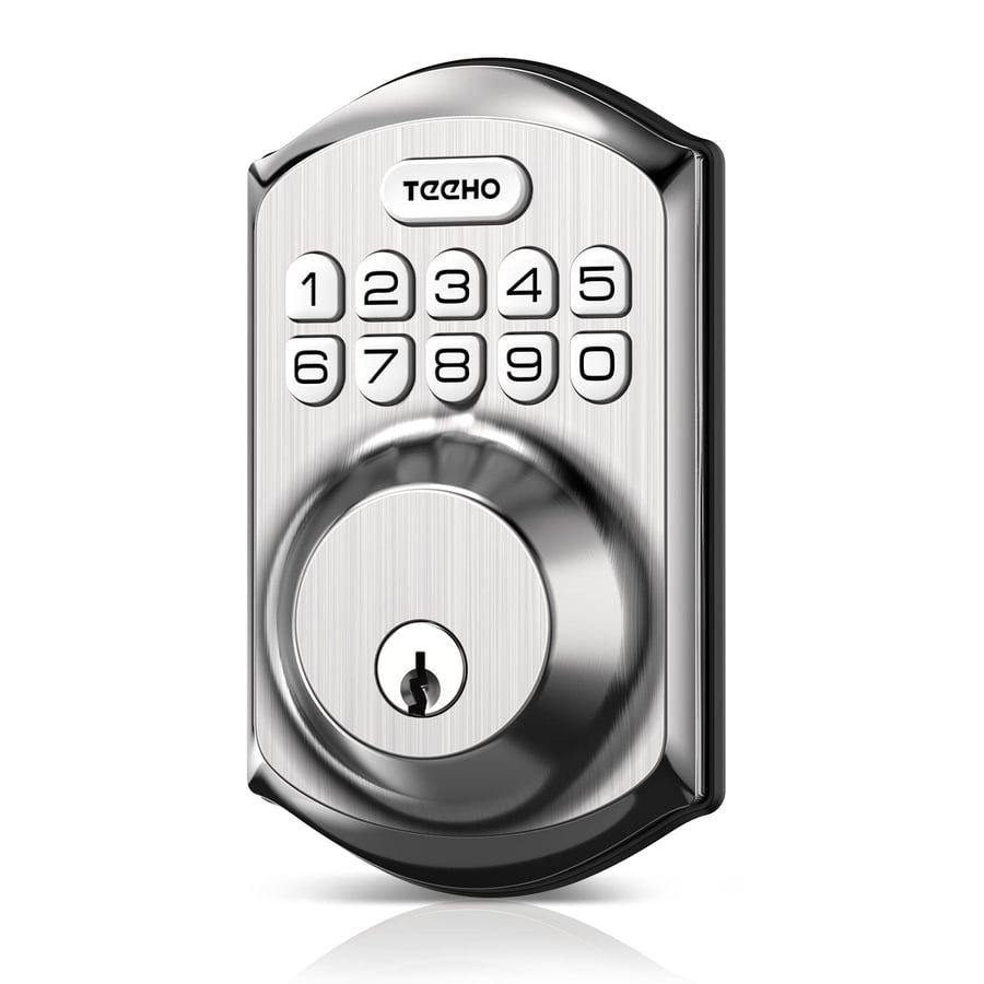 TEEHO TE001 Keyless Entry Door Lock with Keypad - Smart Deadbolt Lock for Front Door with 2 Keys - Auto Lock - Easy Installation - Satin Nickel Global Recycled Standard Global Recycled Standard Global Recycled Standard