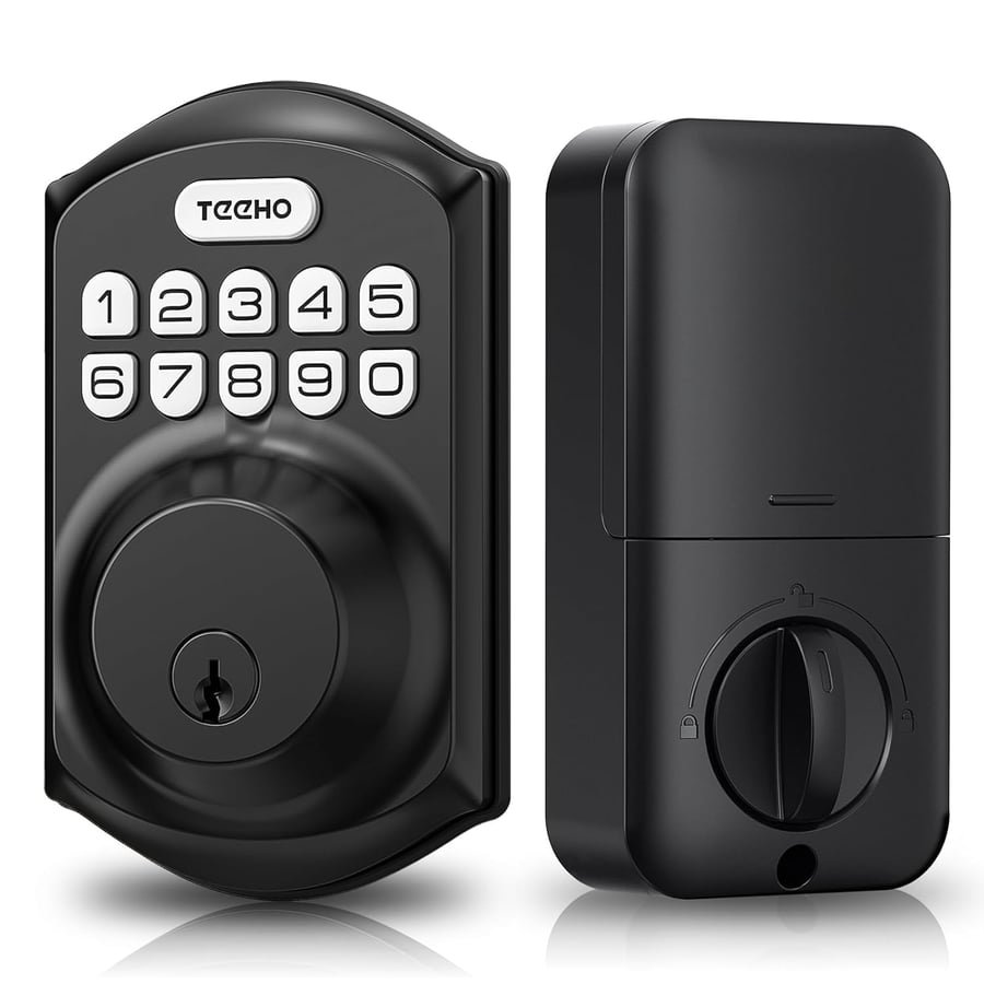TEEHO TE001 Keyless Entry Door Lock with Keypad - Smart Deadbolt Lock for Front Door with 2 Keys - Auto Lock - Easy Installation - Matte Black Global Recycled Standard Global Recycled Standard Global Recycled Standard