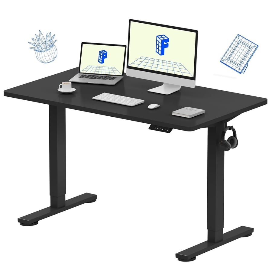FLEXISPOT EN1 One-Piece Standing Desk, Electric Adjustable with 4 Memory Presets, 176 LBS Capacity, Stable & Quiet, Seamless Desktop for Home Office & Dual Monitors, 48"x24" Black