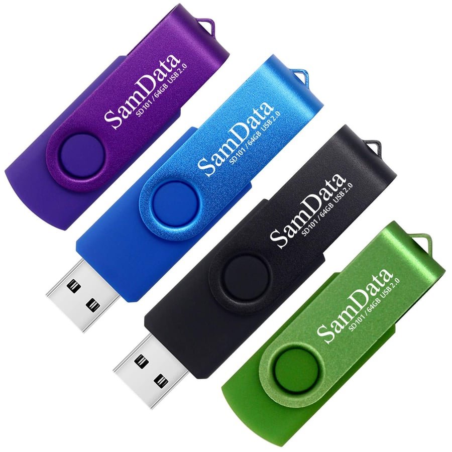 SamData 64GB USB Flash Drives 4 Pack 64GB Thumb Drives Memory Stick Jump Drive with LED Light for Storage and Backup (4 Colors: Black Blue Green Purple)