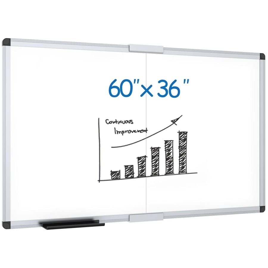 VIZ-PRO Magnetic Dry Erase Board, 60 X 36 Inches, Foldable Wall-Mounted Whiteboard with Silver Aluminum Frame & Marker Tray for School Office and Home 5' X 3'